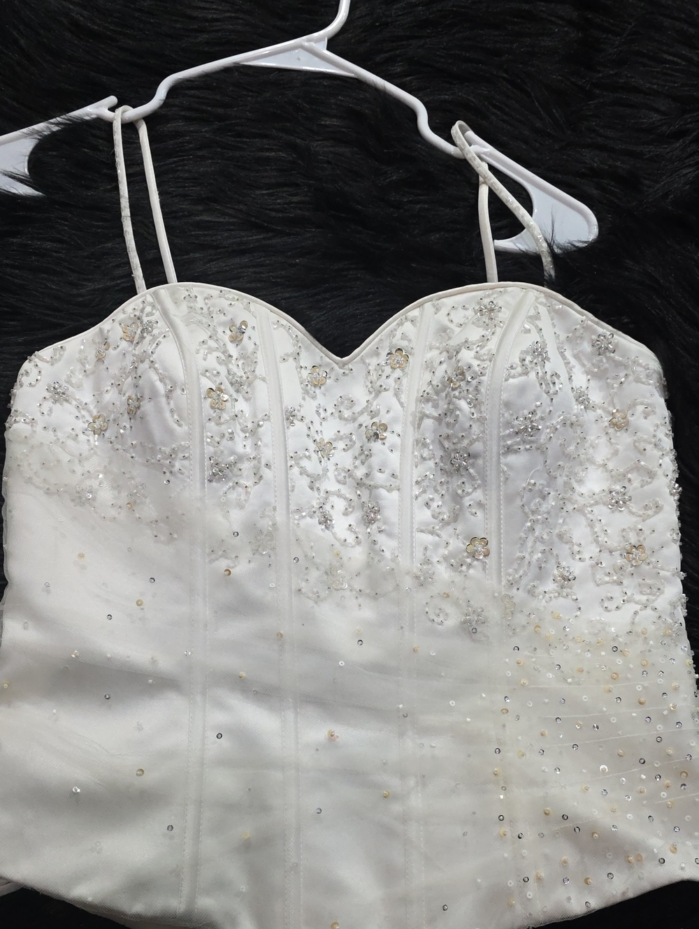 Bridal Mori Lee White Corset  Satin Bustier with Spaghetti Straps Size 11 / 12
